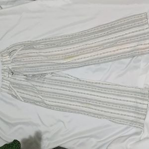 Women's white and black striped wide leg pants